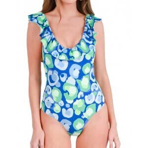 NEW EMILY MCCARTHY lola reversible one-piece swimsuit in sea glass spotcheetah/d